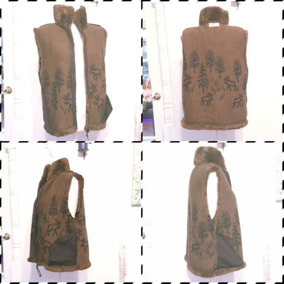 L Black Mountain Outdoor animal print vest EUC - Picture 7 of 7